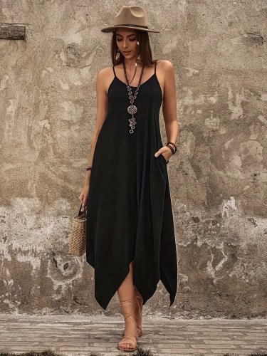 Kadın asimetrik kesim viskon elbise 