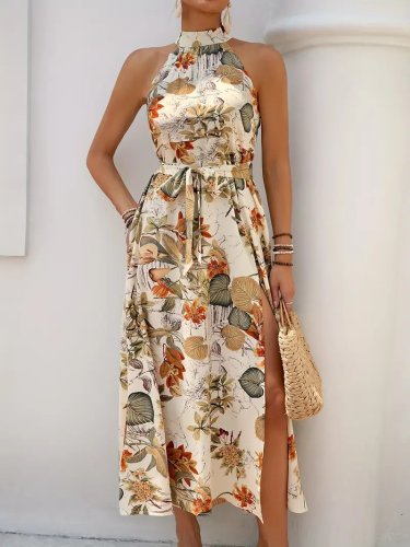 Kadın omuz açık halter yaka elbise 