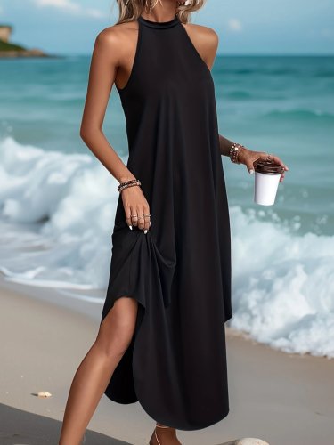 Kadın Daire Yakalı Reglan Kol Viskon Elbise 