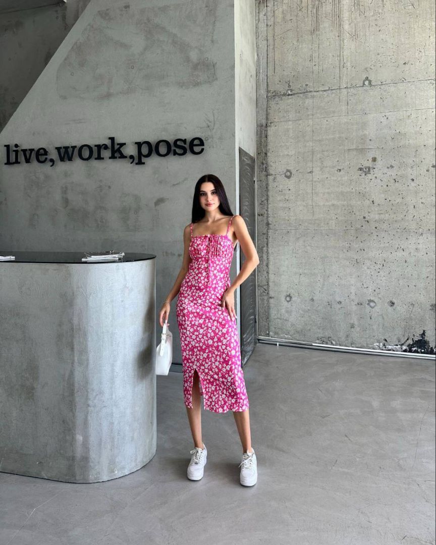 Desenli 90'lar uzun elbise