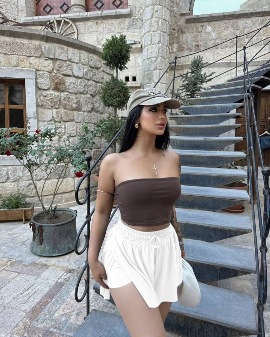 Fırfır detay şort etek beyaz